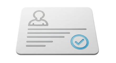 Isolated verified profile card document icon illustration graphic representing account approval