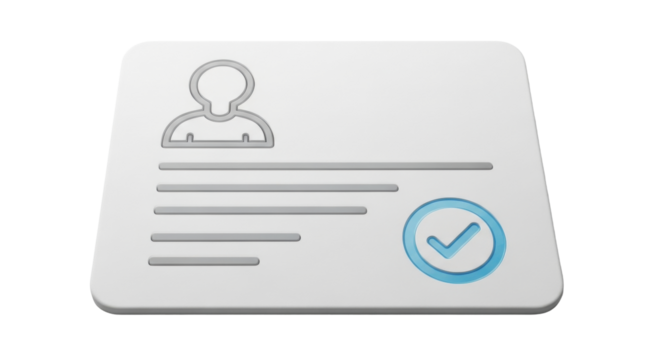 Isolated verified profile card document icon illustration graphic representing account approval