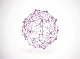 Purple Digital Sphere Network on a White Backdrop for Sci-fi and Tech Designs