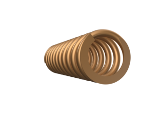 Golden Bronze Metallic Coil Spring 3D Render. High-Res Transparent PNG for Automotive Suspension, Motorbike, Car, Drift Car, Monster Car Shock Absorber, Industrial Engineering and Technology Design.