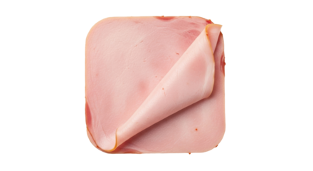 Isolated square slice of ham, luncheon meat, cold cut or processed pork product food item