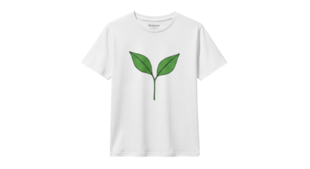 Isolated T-shirt with green leaves graphic for eco conscious fashion, clothing, apparel
