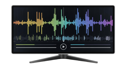 Isolated modern desktop computer screen showing sound wave visualization in software