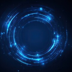 Glowing Blue Circular Pattern with Lines and Sparkles on Dark Background