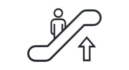 Isolated Escalator Up with Figure Icon Sign Symbol for Shopping Mall Airport Station etc