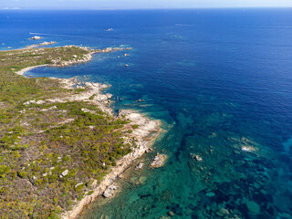 Aerial view of Licciola beach and Valle dell'Erica