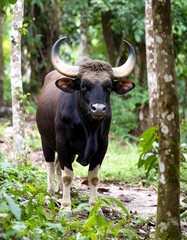 Bull in tropical forest