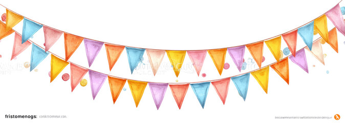 Obraz premium Colorful Party: Festive Bunting Banner Decoration on Black Background