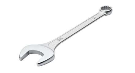 Isolated silver metal wrench on plain background, tool for construction and repair work