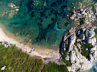 Aerial view of Licciola beach and Valle dell'Erica