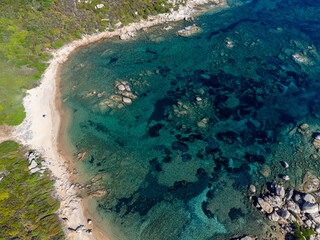 Aerial view of Licciola beach and Valle dell'Erica