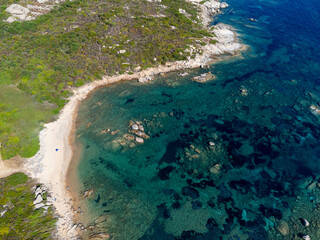 Aerial view of Licciola beach and Valle dell'Erica