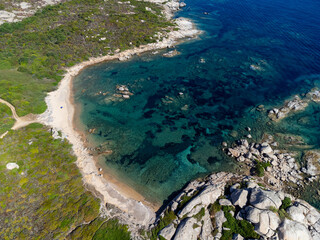 Aerial view of Licciola beach and Valle dell'Erica