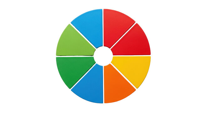 Isolated wheel divided into colorful triangle sections, round graph, segmented diagram, infographic
