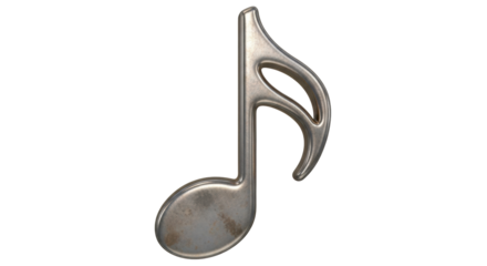 Isolated musical sixteenth note symbol metal style. Modern element icon, melody illustration