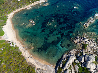 Aerial view of Licciola beach and Valle dell'Erica