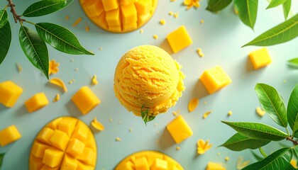 Mango ice cream scoop