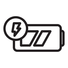 battery charging icon with black outline style