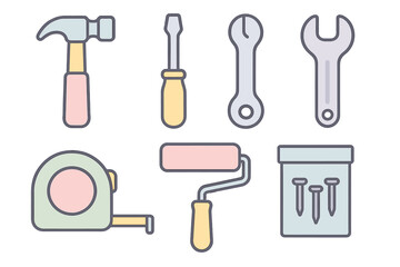 Diverse collection of essential hand tools for construction, home improvement projects, and general repair tasks