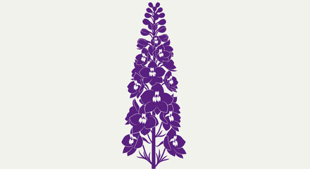 Purple flower spike silhouette on off-white background