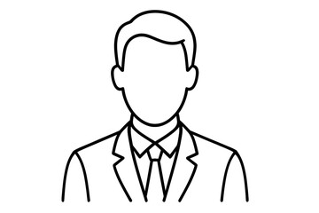 Faceless man in suit avatar. Businessman profile icon. Anonymous user symbol for web and apps. Corporate professional manager outline vector illustration. Line art design.