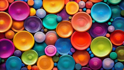 Vibrant Abstract Background With Colorful Circles In Various Sizes And Shades Creating A Dynamic And Energetic Composition