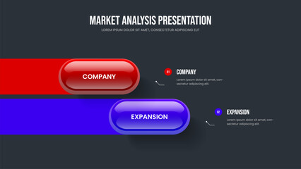 Project Plan Two Option Infographic Slideshow Template. Enterprise Showcase Presentation Layout Vector Illustration. Advertising Portfolio 2 Element Diagram Slide Design.