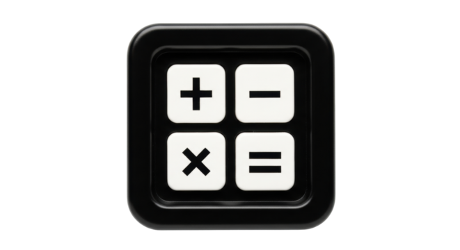Isolated black calculator icon for business calculations, math, and financial operations