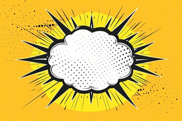 Comic bubble with bursting rays on yellow for emphasis or announcement use