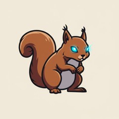 Fototapeta premium Esport squirrel mascot illustration on white background. Bold, modern, and playful character design, perfect for gaming logo, sport team branding, and digital identity concepts.