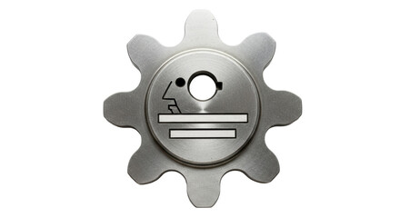 Isolated cogwheel with face silhouette and two horizontal lines, machined gear element