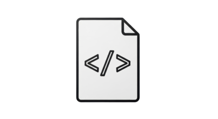 Isolated tag for code document showing a folded page corner and greater than and less than