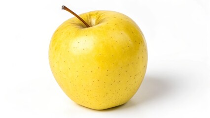 Fresh whole yellow apple isolated on white background