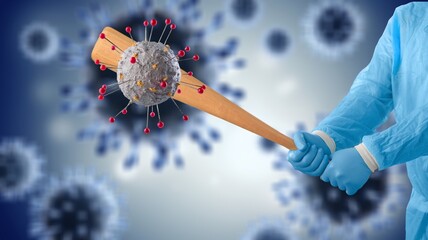 Virus molecule model. Coronavirus pandemic concept