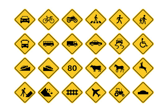 Various Traffic Warning Signs