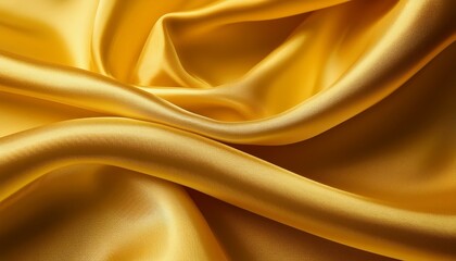 Soft And Flowing Yellow Silk Texture With Gentle Reflections And Smooth Fabric Folds