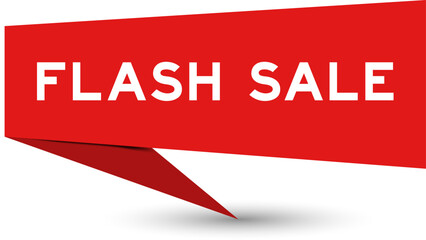 Red color speech banner with word flash sale on white background