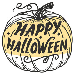 Happy Halloween Pumpkin Lettering Design