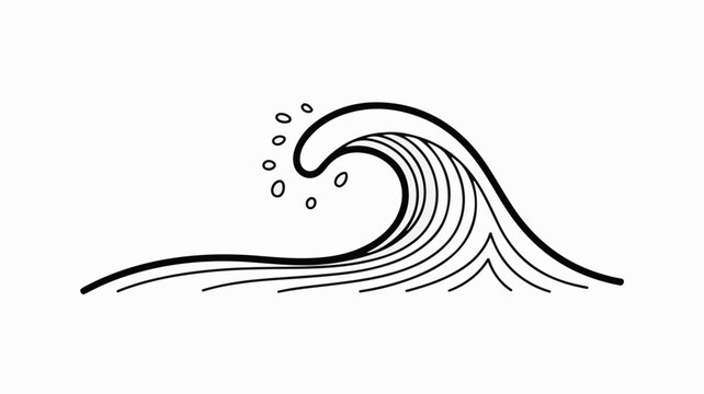 Dynamic crashing wave illustration with water splashes, perfect for coastal branding and summer designs