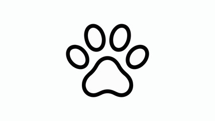 Minimalist black paw print icon symbolizing animal love, pet care, and canine companionship for diverse applications.