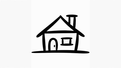 Charming hand-drawn house icon symbolizing home ownership, real estate, or a simple dwelling, perfect for design projects.