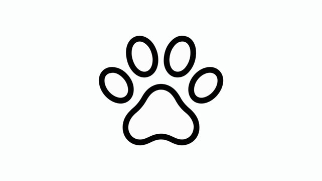 Minimalist black paw print icon symbolizing animal love, pet care, and canine companionship for diverse applications.