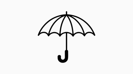 Simple black outline umbrella icon symbolizing protection, safety, and weather readiness for diverse design projects
