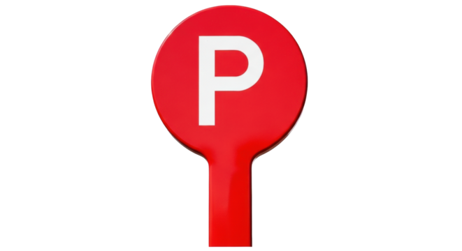 Isolated Red "P" Paddle Sign on a Stick for Education, Training, Tests, and Other Purposes