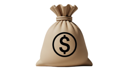Isolated sack with a dollar sign concept of currency, bank investment, finance, saving cash, money bag