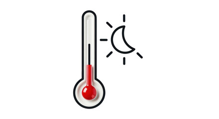 Isolated thermometer near sun illustration symbolizing weather with high temperature