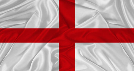 Fototapeta premium Flag of England with cloth texture. Close up of England flag waving