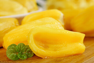Fresh Hainan Pineapple Slices with Honey on Wooden Board - Sweet Tropical Fruit