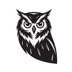 Cute cartoon owl vector illustration with big eyes and brown feathers on a white background, perfect for a nature or Halloween design