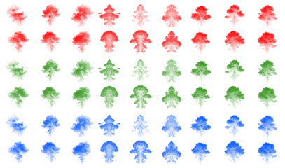 Dynamic transparent smoke effects in vibrant red, green, and blue hues